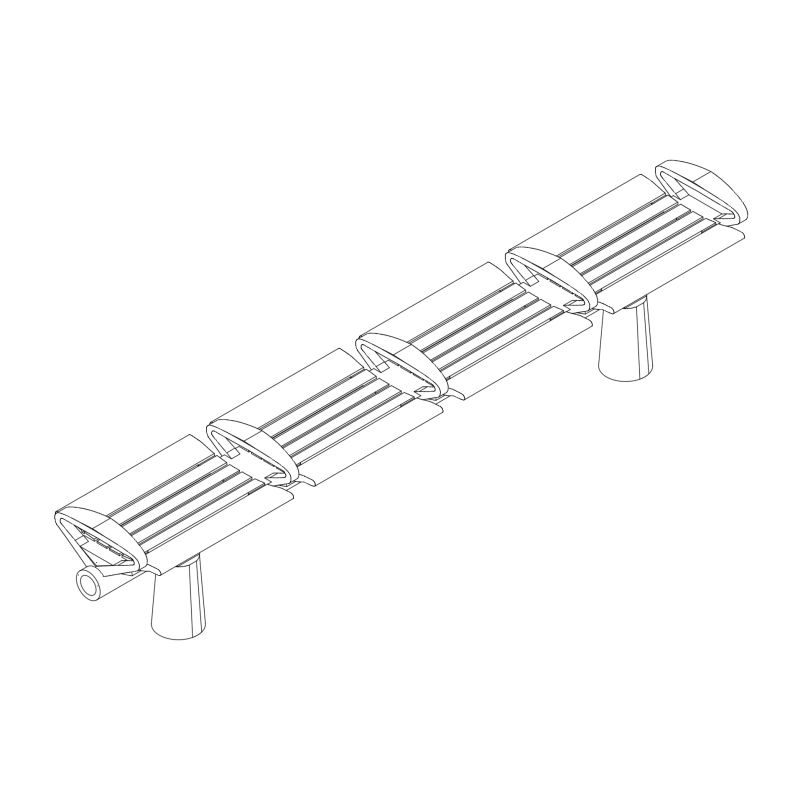 Banc de quai de gare moderne 4 places