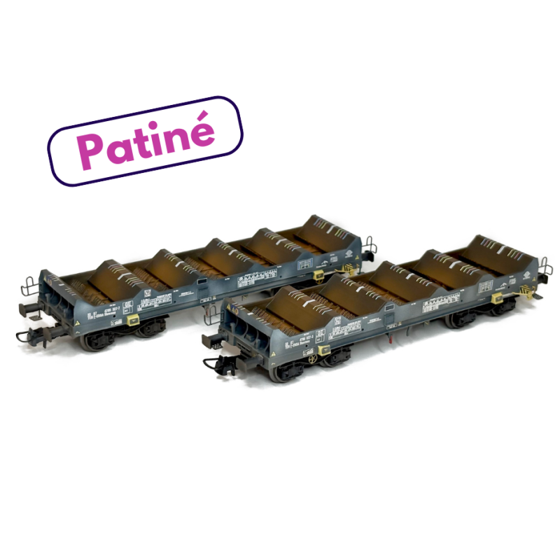 Set de 2 wagons SHMMNS porte-coils Ermewa/Arcelor-Mittal vides référence : 4785ROVP